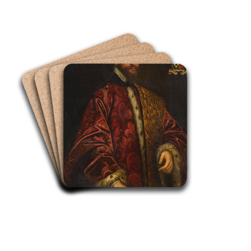 Portrait of a Venetian Senator, possibly Marc Antonio Correr by Domenico Tintoretto Drink Coasters - set of 4