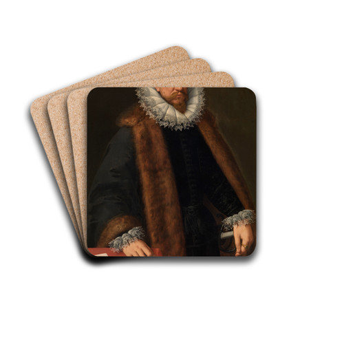 Nicolaas de Hellincx, Councillor of the King by Frans Pourbus The Younger Drink Coasters - set of 4 Nicolaas de Hellincx, Councillor of the King by Frans Pourbus The Younger Drink Coasters - set of 4