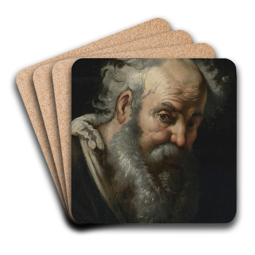 Head Of A Bearded Man by Bernardo Strozzi Art Drink Coaster set