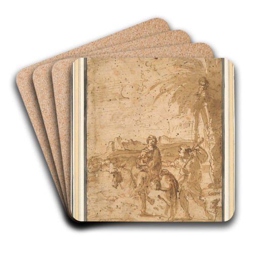 Flight intoEgypt by Pier Francesco Mola Art Drink Coaster set