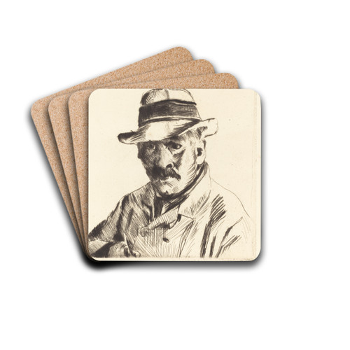 Self-Portrait in a Straw Hat (Selbstbildnis im Strohhut) by Lovis Corinth Drink Coasters - set of 4