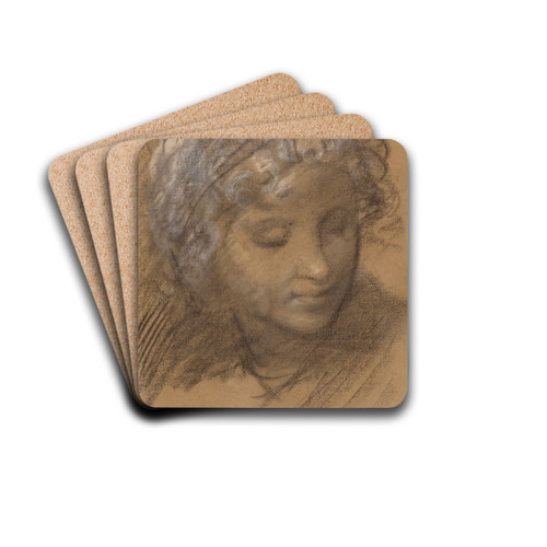Head of a Female Figure by Giulio Cesare Procaccini Drink Coasters - set of 4