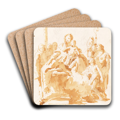 The Virgin and Child Adored by Bishops, Monks and Women by Giovanni Battista Tiepolo Art Drink Coaster set