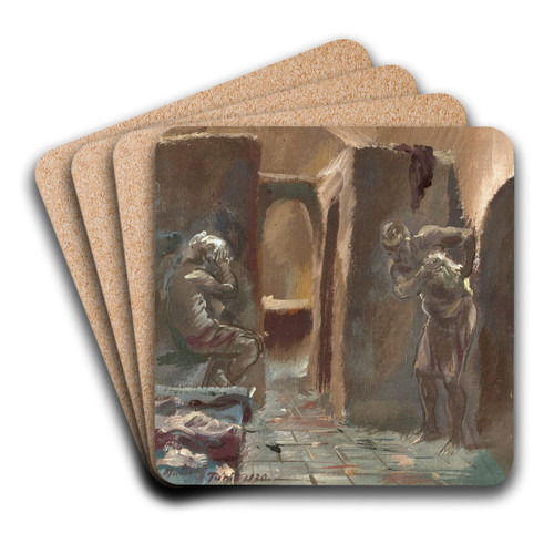 In einem Hammam in Tunis (Tunesien) by Alexandre Jacovleff Art Drink Coaster set In einem Hammam in Tunis (Tunesien) by Alexandre Jacovleff Art Drink Coaster set