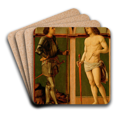 Saint George and Saint Sebastian by Andrea Solario Art Drink Coaster set