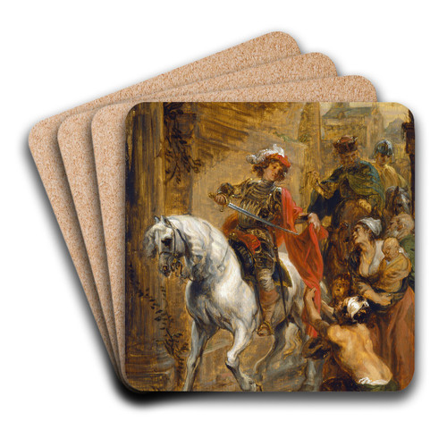 Saint Martin Dividing His Cloak by Jan Boeckhorst Art Drink Coaster set