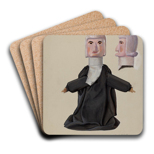 Judge Hand Puppet by Beverly Chichester Art Drink Coaster set