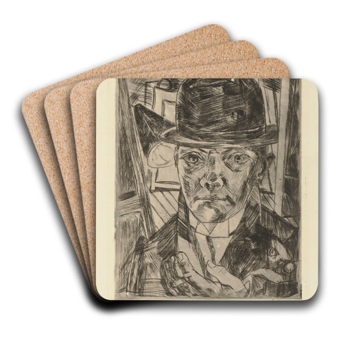 Self-Portrait in Bowler Hat by Max Beckmann Art Drink Coaster set