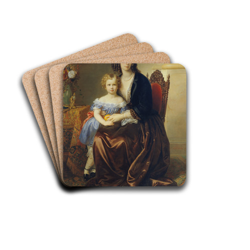 Leonie Grfin Lanckoroska, geb. Grfin Potocka, mit ihrem Sohn Karl by Karl von Blaas Drink Coasters - set of 4