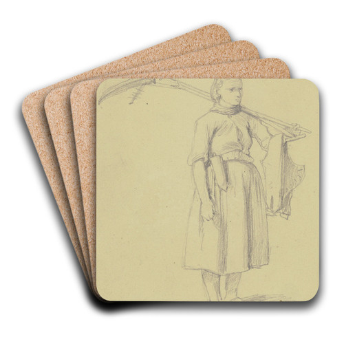 Bauernmdchen mit geschultertem Gert by Jakob Becker Art Drink Coaster set