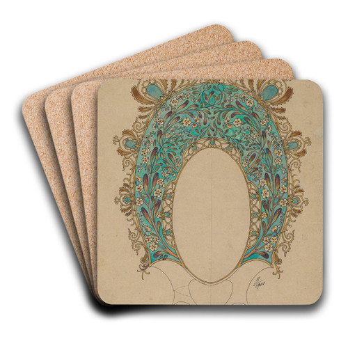 Designs for a Hand Mirror by Flix Bracquemond Art Drink Coaster set