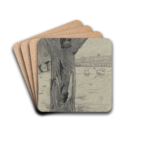 Knotwilg in een weidelandschap by Richard Nicolas Roland Holst Drink Coasters - set of 4