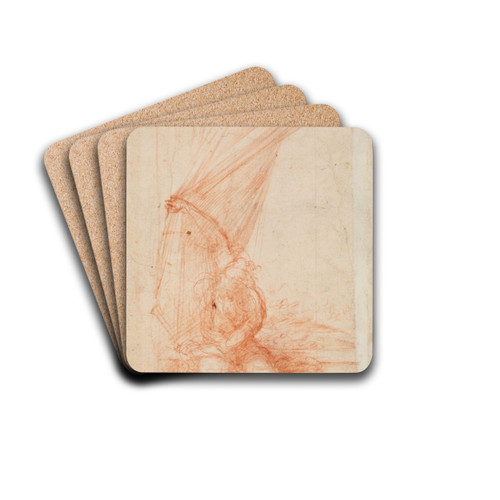 Sitzende Gestalt, die einen Vorhang beiseite schiebt by Parmigianino Drink Coasters - set of 4