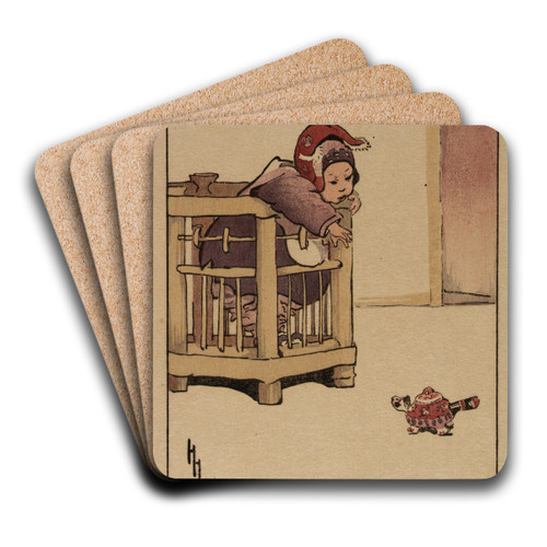 Miss Apricot - Cloud by Helen Hyde Art Drink Coaster set