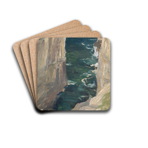 View from a Rocky Coast on the Sea by Ernst Schiess Drink Coasters - set of 4 View from a Rocky Coast on the Sea by Ernst Schiess Drink Coasters - set of 4