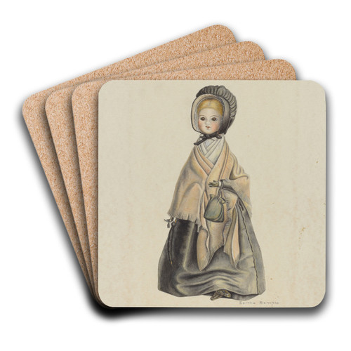 Quaker Doll by Bertha Semple Art Drink Coaster set Quaker Doll by Bertha Semple Art Drink Coaster set