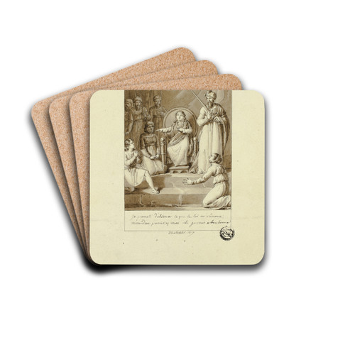Scene from Racines Athalie by Charles Abraham Chasselat Drink Coasters - set of 4 Scene from Racines Athalie by Charles Abraham Chasselat Drink Coasters - set of 4