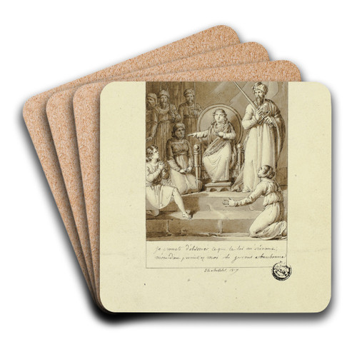 Scene from Racines Athalie by Charles Abraham Chasselat Art Drink Coaster set Scene from Racines Athalie by Charles Abraham Chasselat Art Drink Coaster set