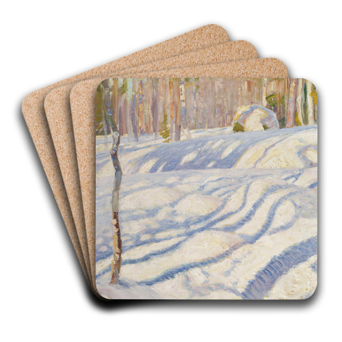 Sunlit Winter Lanscape by Pekka Halonen Art Drink Coaster set