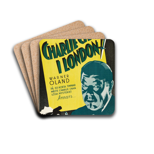 Charlie Chan in London by Eric Rohman Drink Coasters - set of 4 Charlie Chan in London by Eric Rohman Drink Coasters - set of 4