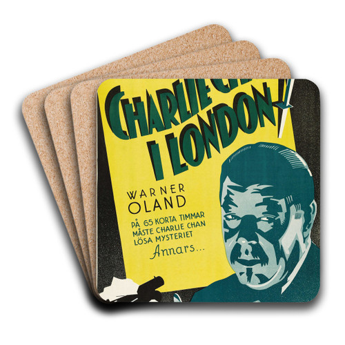 Charlie Chan in London by Eric Rohman Art Drink Coaster set Charlie Chan in London by Eric Rohman Art Drink Coaster set