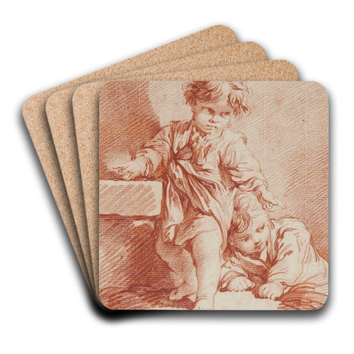Deux jeunes garons dont un allong by Franois Boucher Art Drink Coaster set