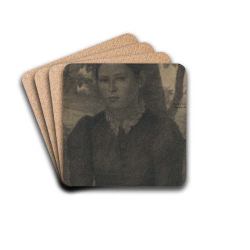 Podobize mladej eny by Elemr Halsz-Hradil Drink Coasters - set of 4 Podobize mladej eny by Elemr Halsz-Hradil Drink Coasters - set of 4