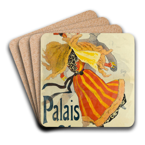Champs-Elysees Palais de Glace by Jules Chret Art Drink Coaster set