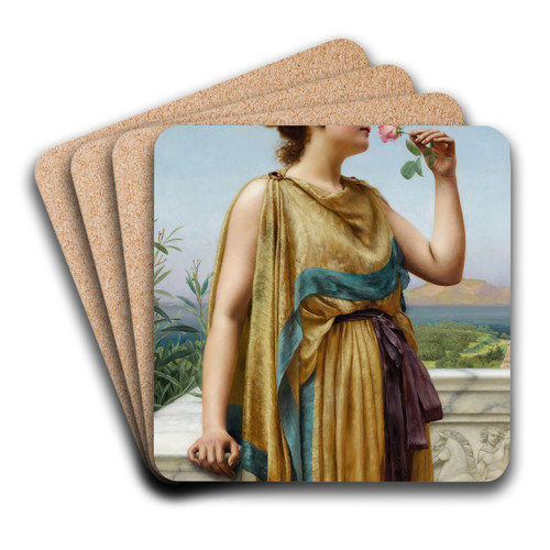 The Fragrant Rose by John William Godward Art Drink Coaster set