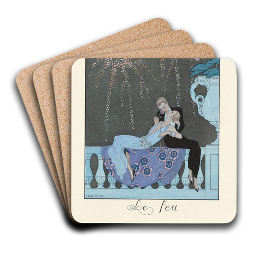 Le Feu (Fire) by George Barbier Art Drink Coaster set
