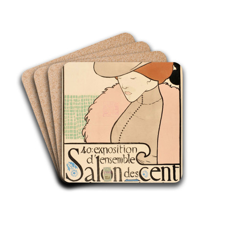 Salon des Cent by Henri Evenepoel Drink Coasters - set of 4 Salon des Cent by Henri Evenepoel Drink Coasters - set of 4