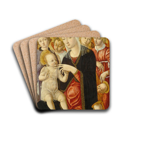 Madonna and Child with Angels and Cherubim by Matteo di Giovanni Drink Coasters - set of 4
