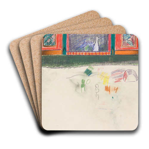 Sketch of Figures and Poles by Spencer Frederick Gore Art Drink Coaster set