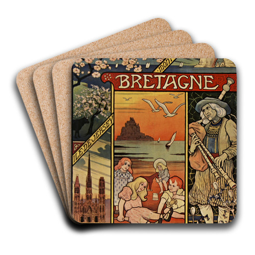 Chemins de fer de l'ouest.Normandie, Bretagne by Paul Berthon Art Drink Coaster set