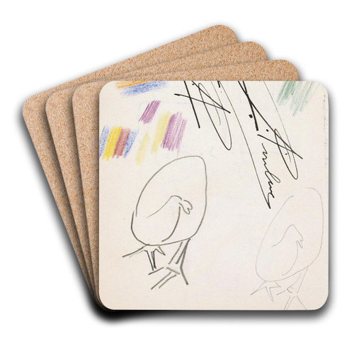 Twee kippen by Reijer Stolk Art Drink Coaster set Twee kippen by Reijer Stolk Art Drink Coaster set