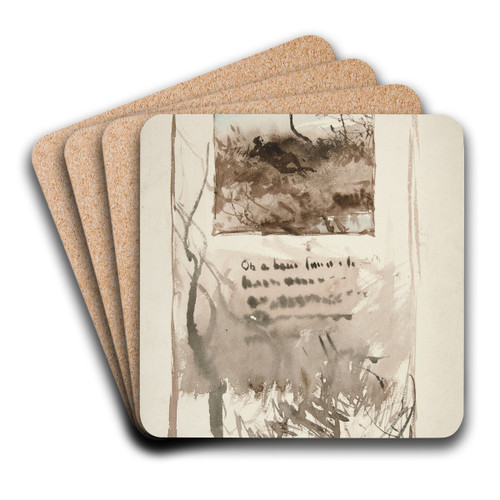 Composition for an illustrated verse by Edwin Austin Abbey Art Drink Coaster set