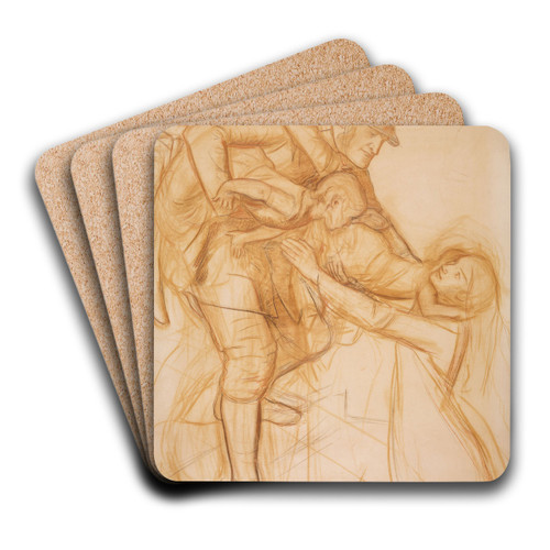 The Rescue by Sir John Everett Millais Art Drink Coaster set The Rescue by Sir John Everett Millais Art Drink Coaster set