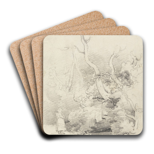 Tree Study by Cornelius Varley Art Drink Coaster set Tree Study by Cornelius Varley Art Drink Coaster set