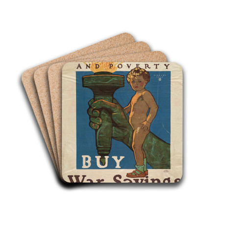 Save your child from autocracy & poverty Buy war savings stamps by Herbert Paus Drink Coasters - set of 4
