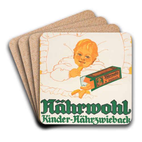 Nhrwohl, Kinder-Nhrzwieback, Heinrich Barnefski by Carl Kunze Art Drink Coaster set