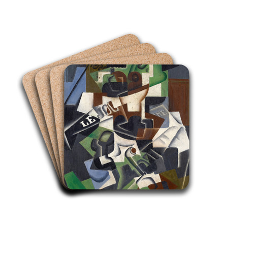 Fruit bowl, pipe and newspaper by Juan Gris Drink Coasters - set of 4