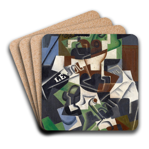 Fruit bowl, pipe and newspaper by Juan Gris Art Drink Coaster set