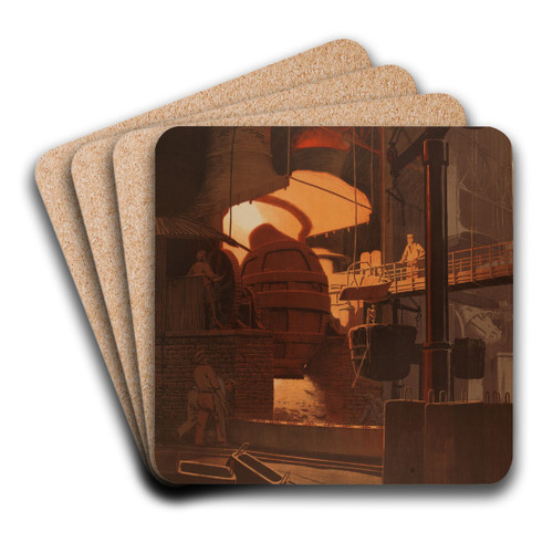 Im Stahlwerk bei Krupp by Karl Biese Art Drink Coaster set