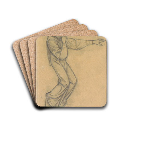 Ontwerp voor wandschildering in de Beurs van Berlage; staande figuur, wijzend naar rechts by Antoon Derkinderen Drink Coasters - set of 4