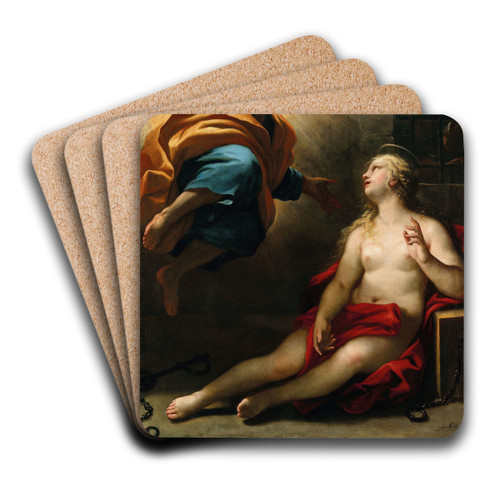 Saint Peter healing Saint Agatha by Luca Giordano Art Drink Coaster set