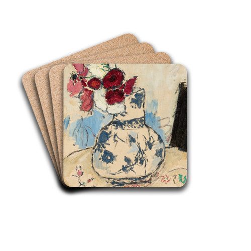 Flowers in a flower-vase by Tadeusz Makowski Drink Coasters - set of 4 Flowers in a flower-vase by Tadeusz Makowski Drink Coasters - set of 4