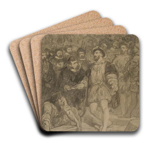 Franois Ier pose la premire pierre de l'Htel de Ville by Adolphe Yvon Art Drink Coaster set Franois Ier pose la premire pierre de l'Htel de Ville by Adolphe Yvon Art Drink Coaster set