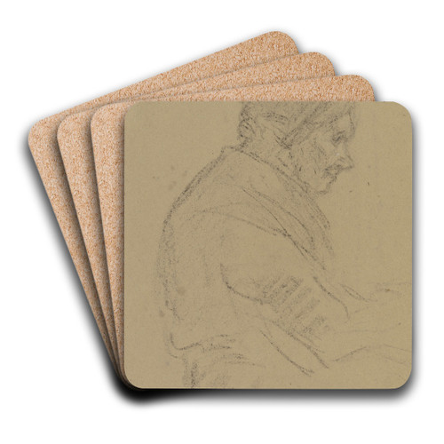 Alte Frau, sitzend nach rechts by Anton Burger Art Drink Coaster set Alte Frau, sitzend nach rechts by Anton Burger Art Drink Coaster set