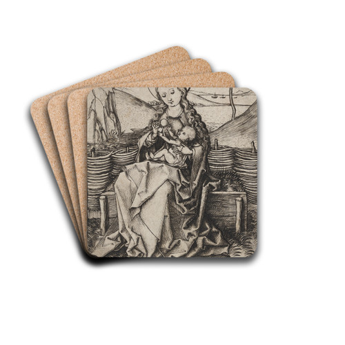 The Virgin and Child on a Grassy Bank by Martin Schongauer Drink Coasters - set of 4