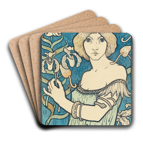 Salon des Cent by Paul Berthon Art Drink Coaster set Salon des Cent by Paul Berthon Art Drink Coaster set